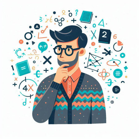 Young hipster man with glasses. Vector illustration in cartoon style.のイラスト素材