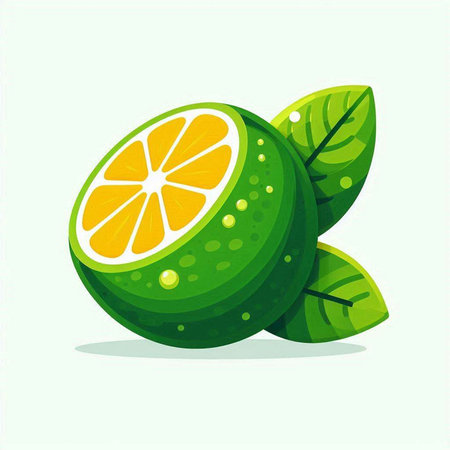 Lime with leaves isolated on a white background. Vector illustration.のイラスト素材