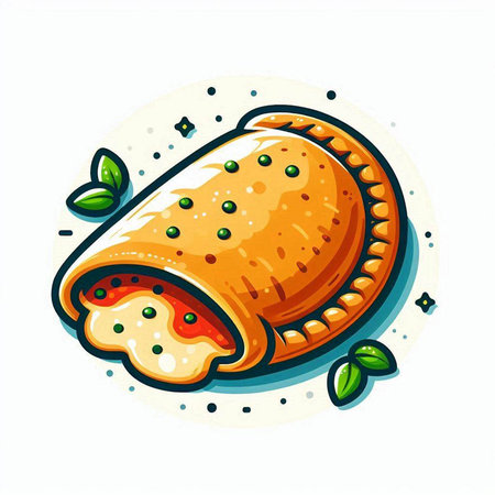 Illustration of a pie with cheese on a white background. Vector illustrationのイラスト素材