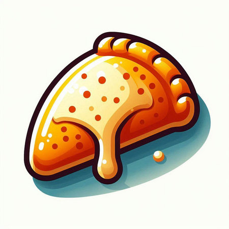 Illustration of a slice of pizza with cheese on a white backgroundのイラスト素材