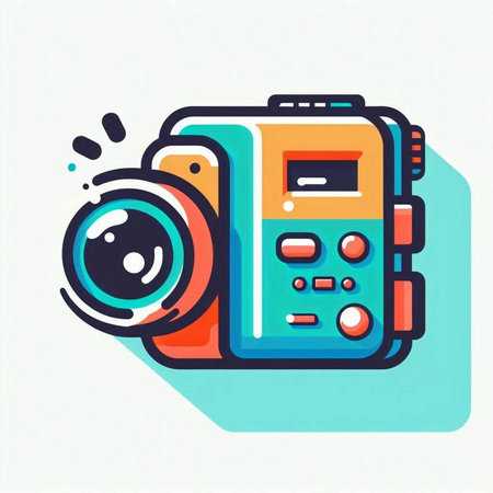 Retro camera icon, vector illustration. Flat design style, modern colorful concept.のイラスト素材