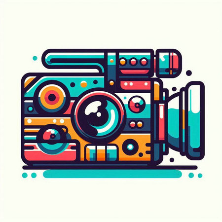 Videocamera icon. Vector illustration in trendy flat style.のイラスト素材