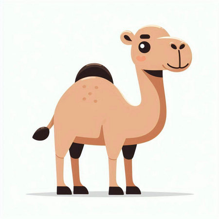 Cute camel on a white background. Vector illustration in cartoon style.のイラスト素材