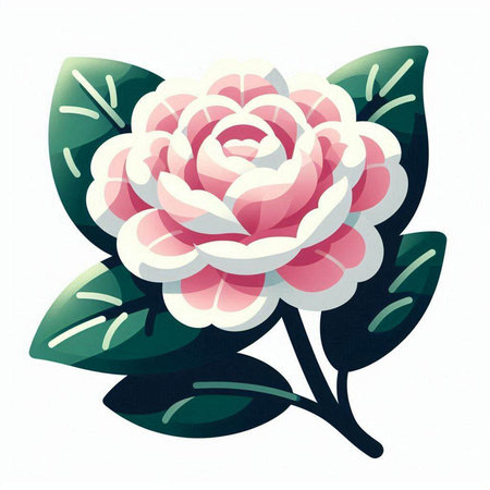 Camellia flower on a white background. Vector illustration.のイラスト素材
