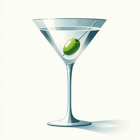 Illustration of a martini glass with olives on a white backgroundのイラスト素材