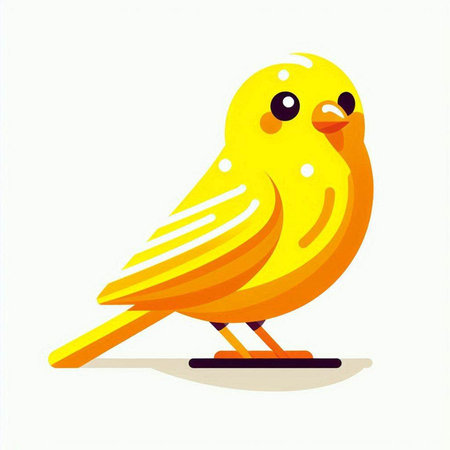 Cute yellow bird isolated on white background. Vector cartoon illustration.のイラスト素材
