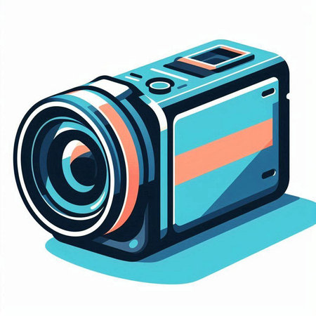 Camera on a white background. Vector illustration in retro style. Isolated.のイラスト素材