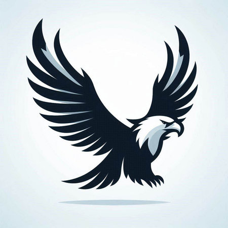 Eagle head with wings. Vector illustration on a gray background.のイラスト素材