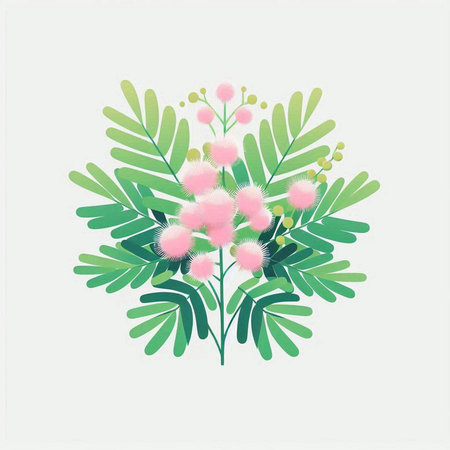 Elegant floral background with mimosa flowers. Vector illustration.のイラスト素材