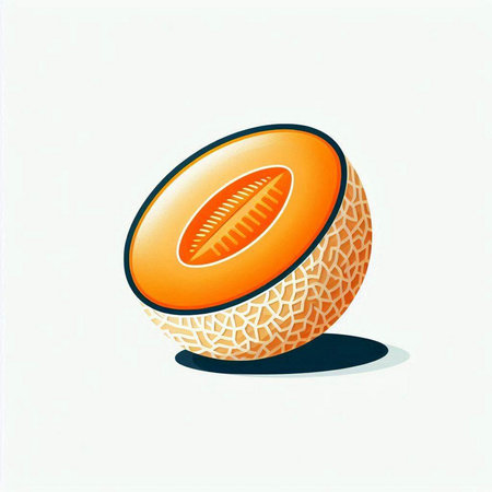 Illustration of a fresh melon on a white background - vectorのイラスト素材