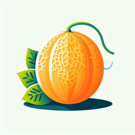 Melon with leaves on a light background. Vector illustration. Eps 10のイラスト素材