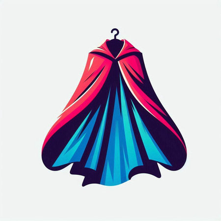 Illustration of a blue and pink cape on a white background.のイラスト素材