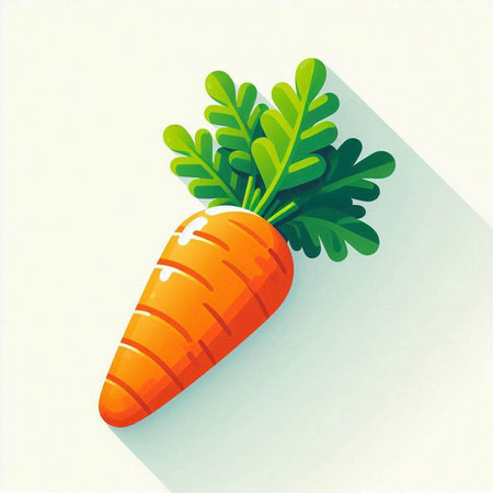 Carrot with green leaves. Vector illustration of a fresh organic vegetable.のイラスト素材