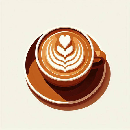 Coffee cup, cappuccino or latte art. Vector illustrationのイラスト素材