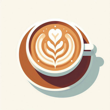 Coffee cup with latte art design. Vector illustration.のイラスト素材