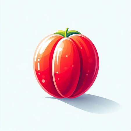 Illustration of a tomato on a white background. Vector illustration.のイラスト素材