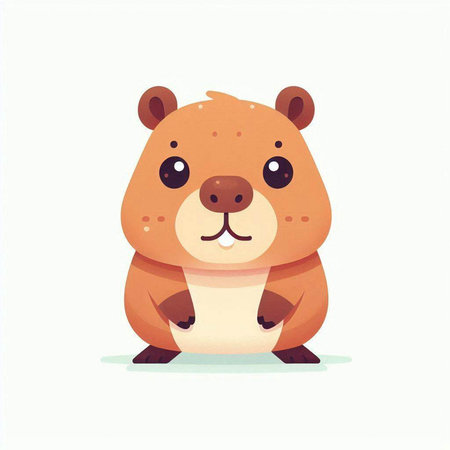 Cute cartoon beaver. Vector illustration. Isolated on white background.のイラスト素材