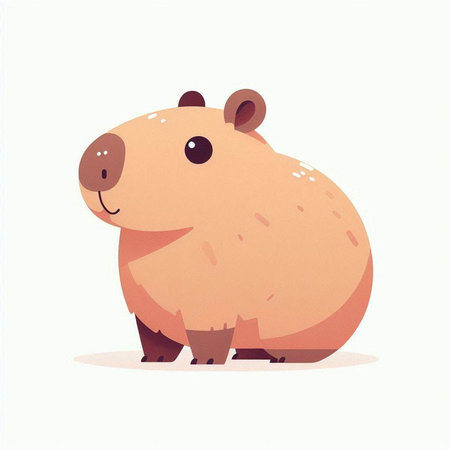 Cute cartoon wild beaver isolated on white background. Vector illustration.のイラスト素材