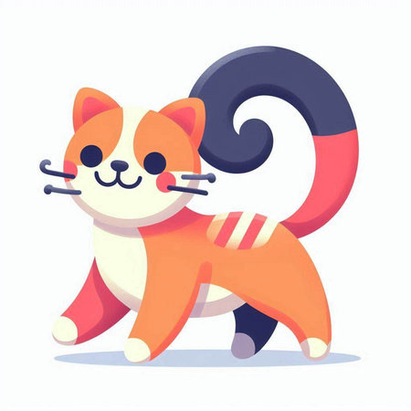 Cute cartoon cat character. Vector illustration in a flat style.のイラスト素材