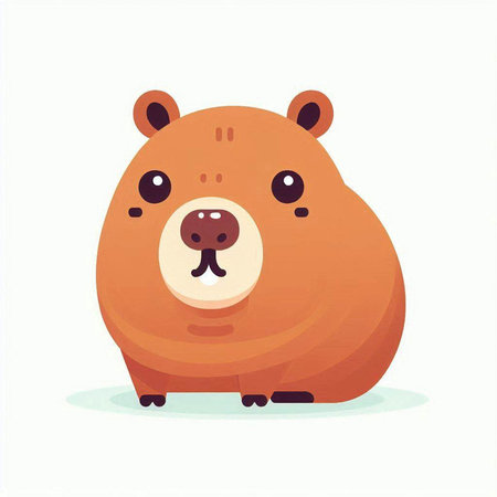 Cute cartoon beaver. Vector illustration isolated on white background.のイラスト素材