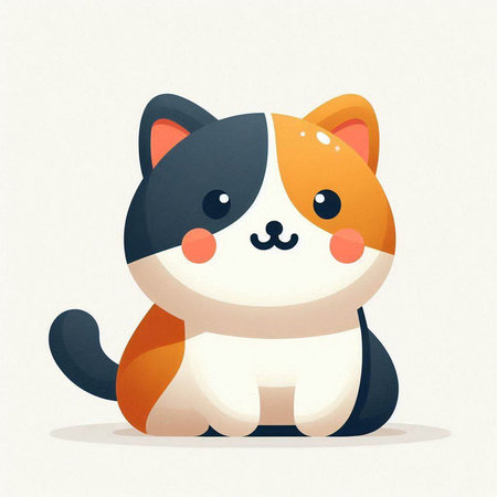 Cute cartoon cat. Vector illustration of a cat on a white background.のイラスト素材