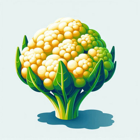 Illustration of a cauliflower on a blue background, vector illustrationのイラスト素材