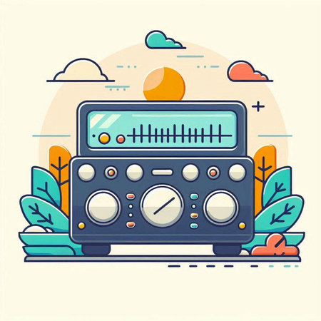 Retro radio. Vector illustration in flat design style. Retro radio.のイラスト素材