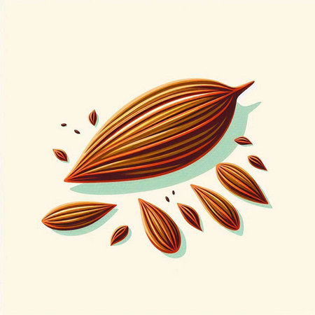 Illustration of cocoa beans on a white background. Vector illustration.のイラスト素材