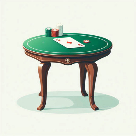 Illustration of poker table with chips and cards. Vector illustration.のイラスト素材