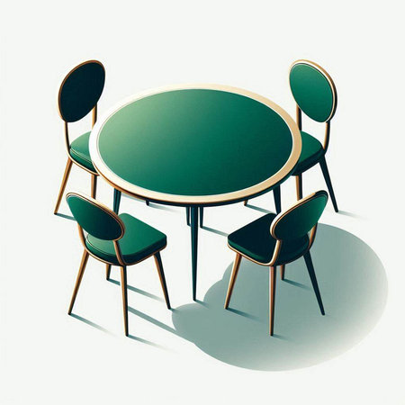 Table and chairs on a white background. 3d render illustration.のイラスト素材