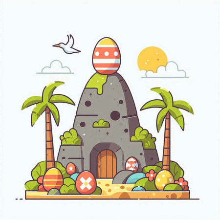 Illustration of a white lily with green leaves on a white backgroundのイラスト素材