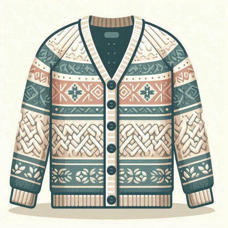 Vector illustration of a warm winter sweater with a pattern in the style of folk artのイラスト素材