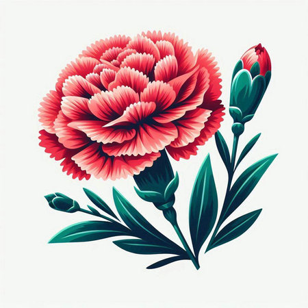 Carnation flower isolated on white background. Hand drawn vector illustration.のイラスト素材