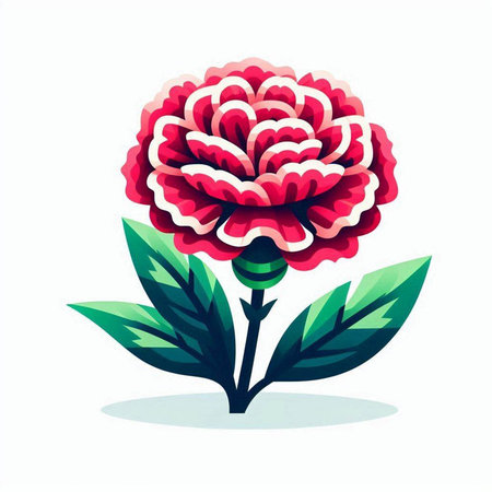 Beautiful red peony flower isolated on white background. Vector illustration.のイラスト素材