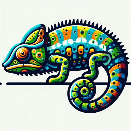 Colorful chameleon on a white background. Vector illustration.のイラスト素材