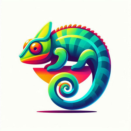 Colorful chameleon on a white background. Vector illustration.のイラスト素材