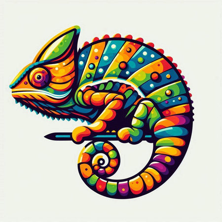 Colorful chameleon on a white background. Vector illustration.のイラスト素材