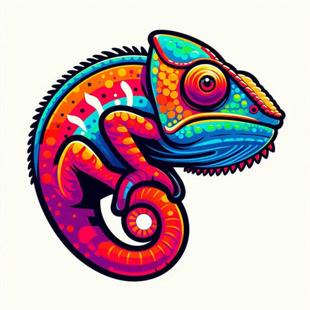 Chameleon. Vector illustration. Isolated on white background.のイラスト素材