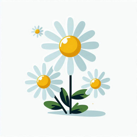 chamomile and daisies on a white background, vector illustrationのイラスト素材