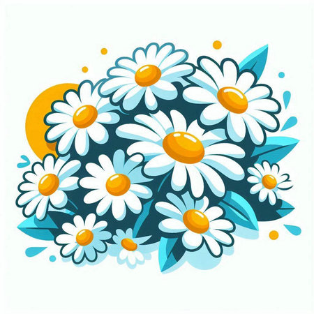 Vector illustration of a bouquet of daisies on a white backgroundのイラスト素材