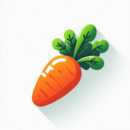 Carrot with leaves, vector illustration. Flat design style with long shadow.のイラスト素材
