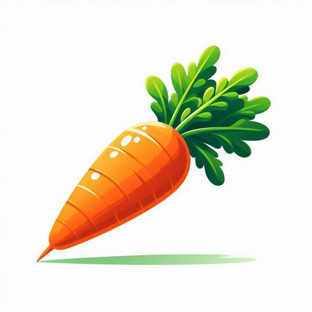 Carrot with green leaves isolated on white background. Vector illustration.のイラスト素材