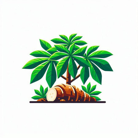 Coconut tree with leaves isolated on white background. Vector illustration.のイラスト素材