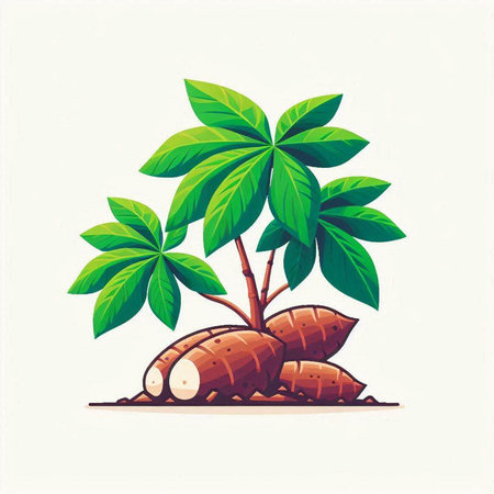 Illustration of a taro plant isolated on a white background.のイラスト素材