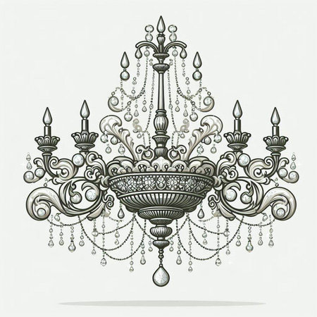 Luxury chandelier in Victorian style. Vector illustration.のイラスト素材
