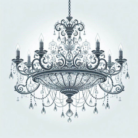 Vintage chandelier. Vector illustration of a chandelier.のイラスト素材