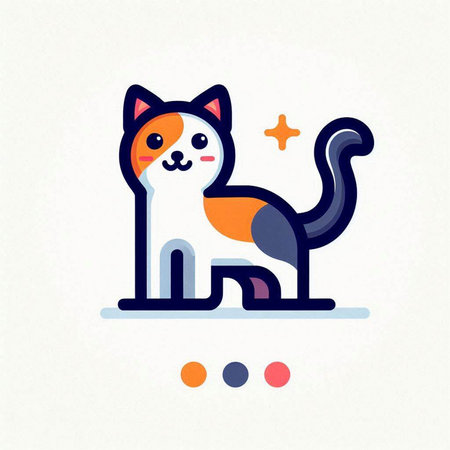 Cute cartoon cat icon. Colorful vector illustration. Flat designのイラスト素材