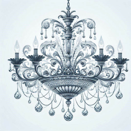 Luxury chandelier with crystal ornament. Vector illustration.のイラスト素材