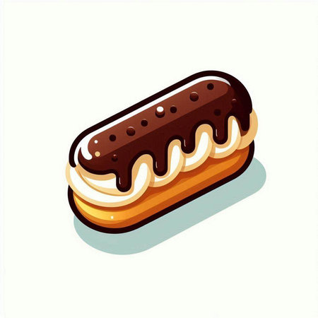 Chocolate eclair isolated on the white background. Vector illustration.のイラスト素材