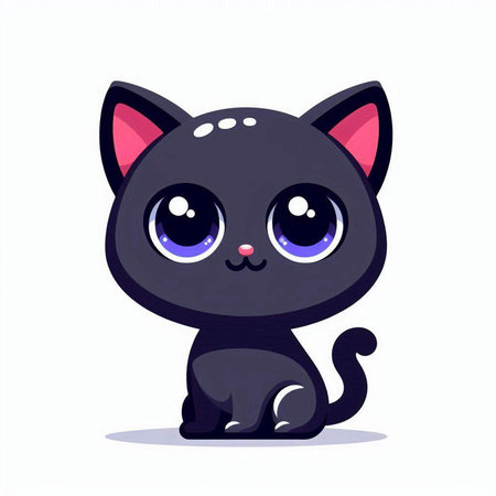 Cute cartoon cat isolated on a white background. Vector illustration.のイラスト素材